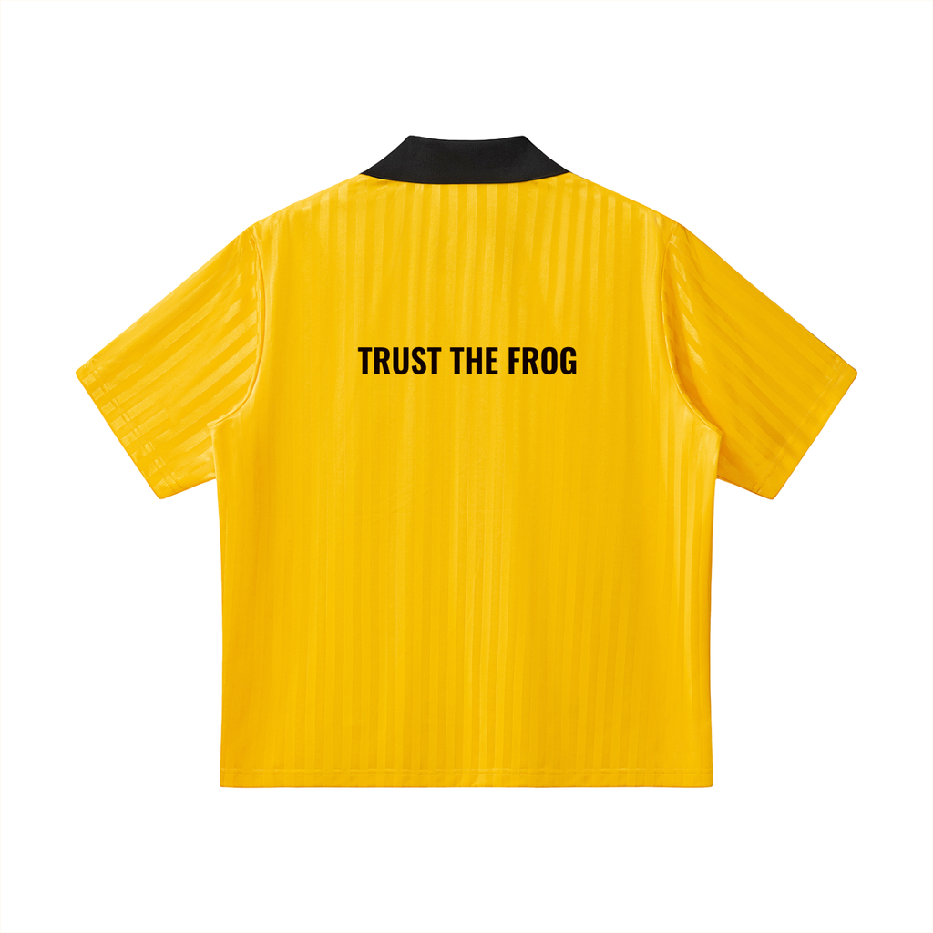 02// 5-MEO-DMT ARSENAL_RT0072_Trust the Frog_Contrast Collar Striped Soccer Jersey