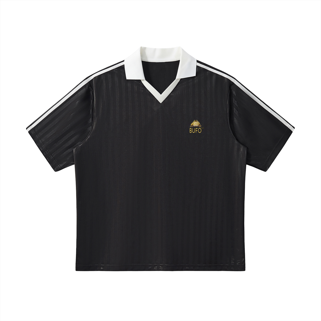 02// 5-MEO-DMT ARSENAL_RT00072_Trust the Frog_Contrast Collar Striped Soccer Jersey0