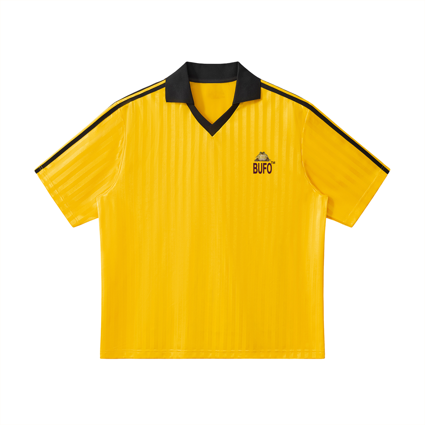 02// 5-MEO-DMT ARSENAL_RT0072_Trust the Frog_Contrast Collar Striped Soccer Jersey